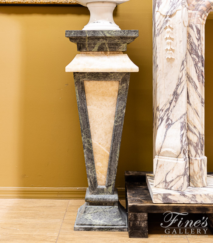 Marble Bases  - Verde Green Marble And Honey Onyx Pedestal - MBS-152