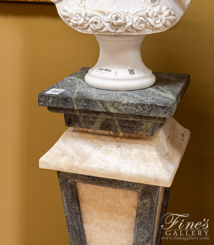 Marble Bases  - Verde Green Marble And Honey Onyx Pedestal - MBS-152