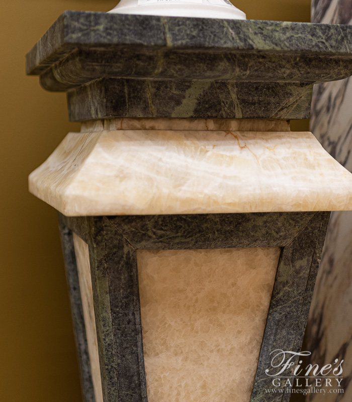 Marble Bases  - Verde Green Marble And Honey Onyx Pedestal - MBS-152