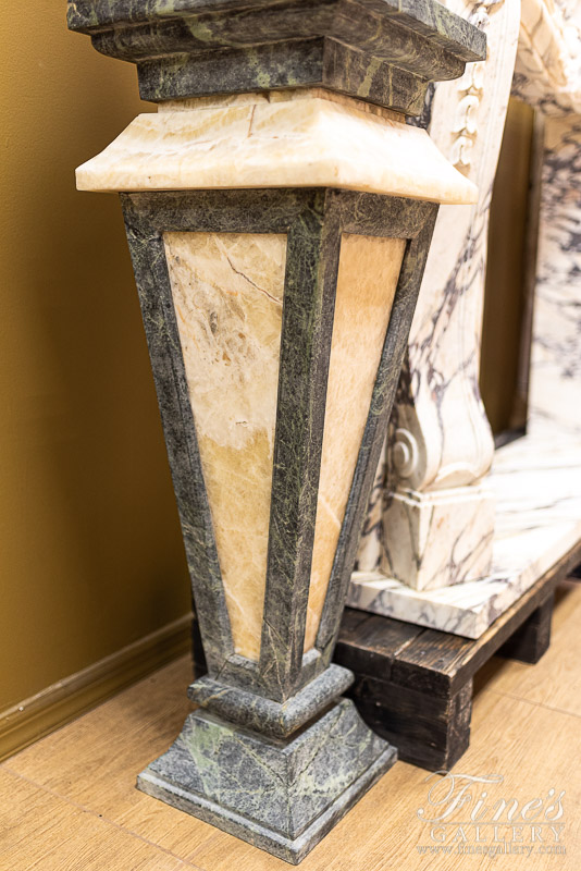 Marble Bases  - Verde Green Marble And Honey Onyx Pedestal - MBS-152