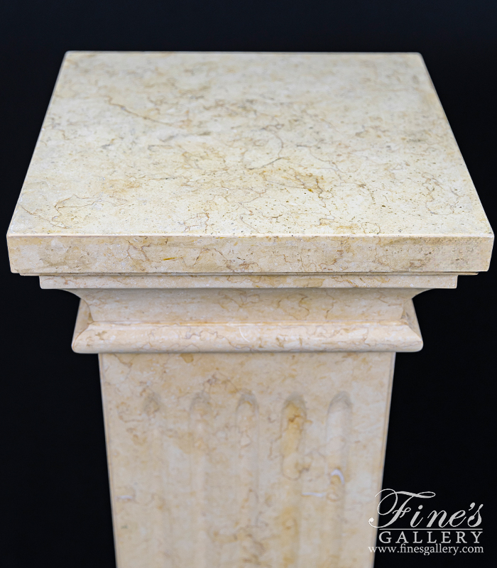 Marble Bases  - 55 Inch Fluted Pedestal Pair In Polished Egyptian Cream Marble - MBS-191