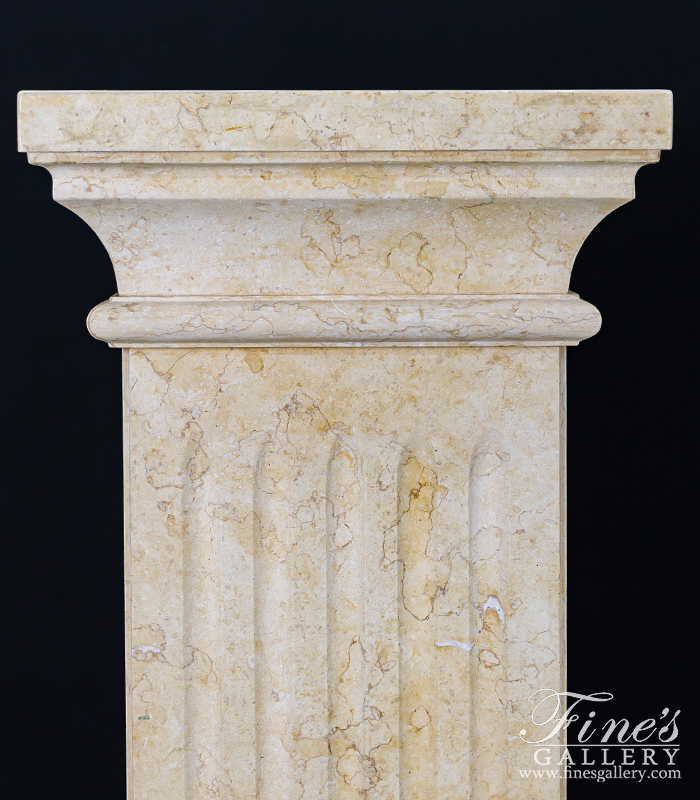 Marble Bases  - 55 Inch Fluted Pedestal Pair In Polished Egyptian Cream Marble - MBS-191