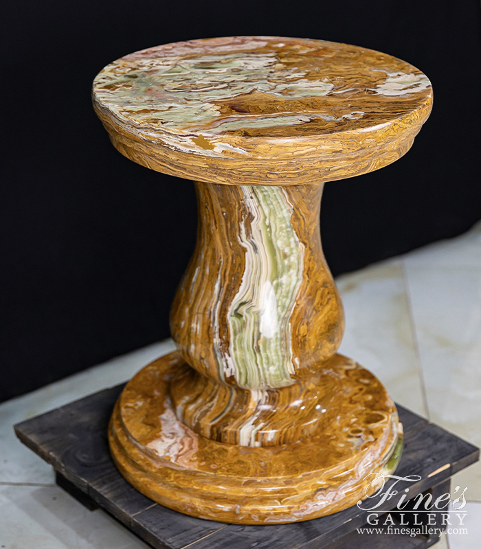 Marble Bases  - Multicolor Bronze And Green Onyx Pedestal - MBS-197