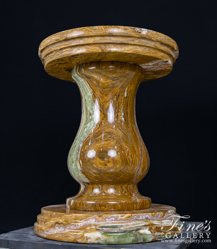 Marble Bases  - Multicolor Bronze And Green Onyx Pedestal - MBS-197