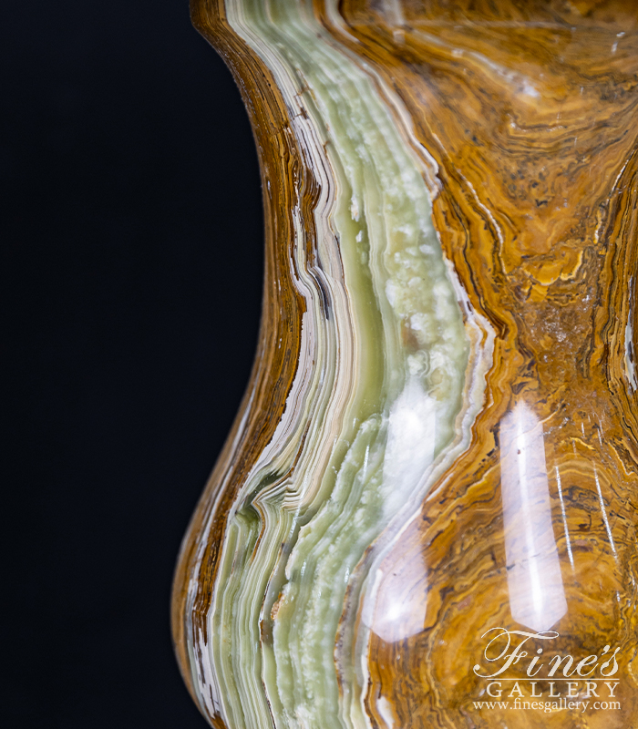 Marble Bases  - Multicolor Bronze And Green Onyx Pedestal - MBS-197