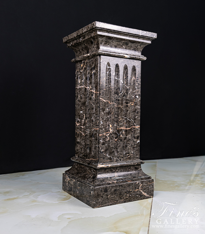 Marble Bases  - Pedestal For Art In Polished Marquina Marble - MBS-203