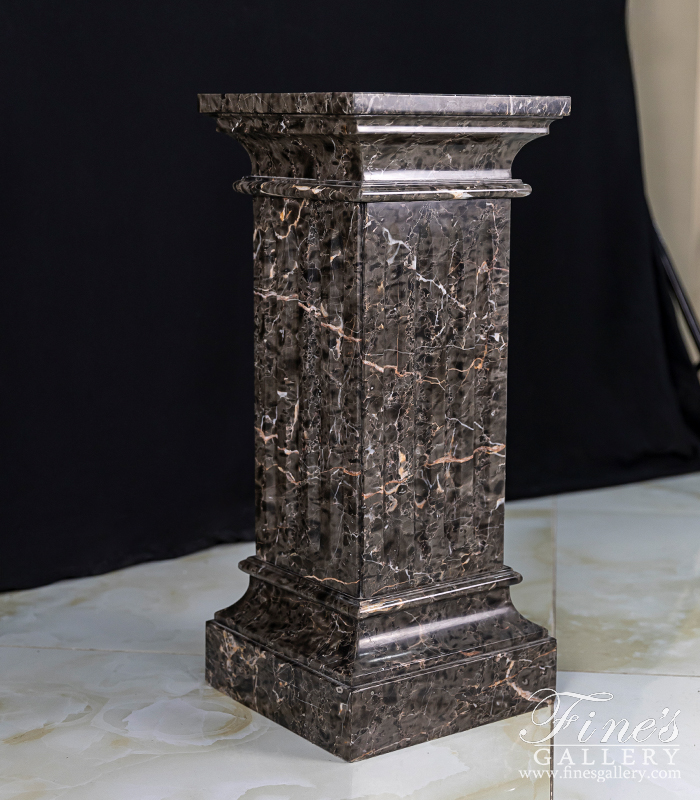 Marble Bases  - Pedestal For Art In Polished Marquina Marble - MBS-203
