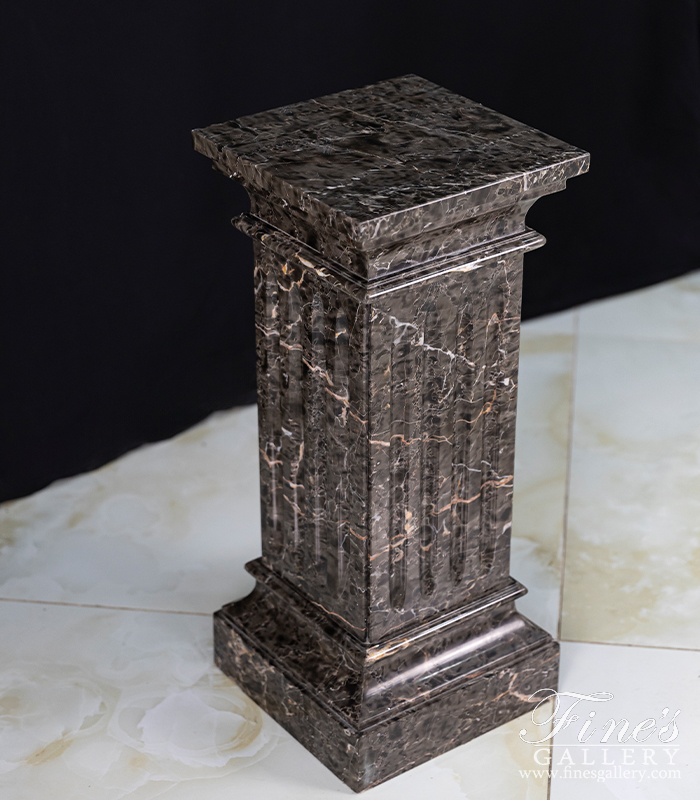 Marble Bases  - Pedestal For Art In Polished Marquina Marble - MBS-203