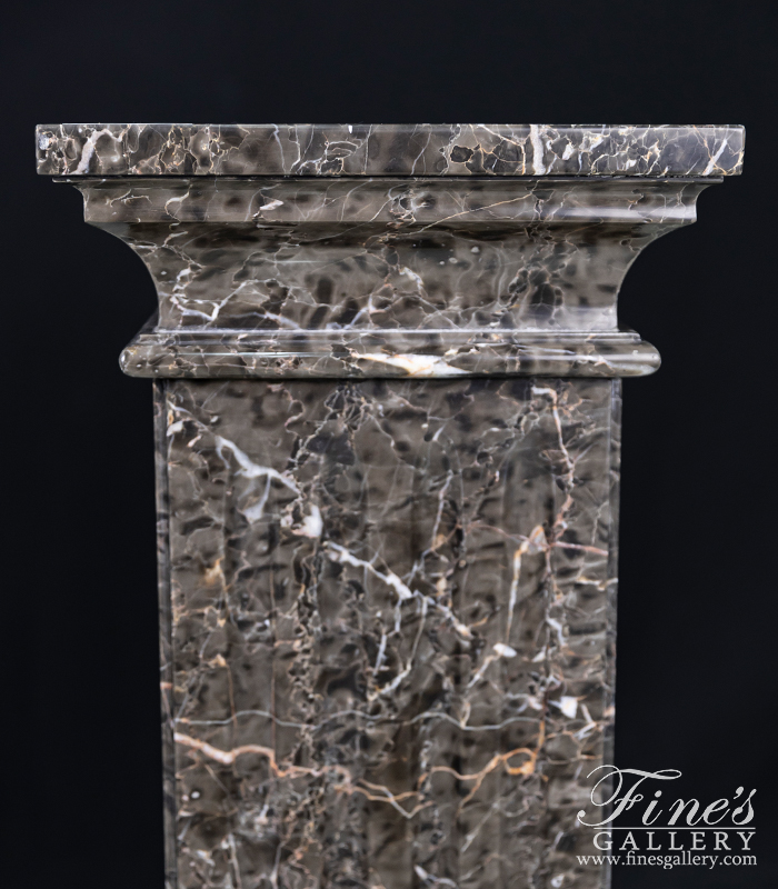 Marble Bases  - Pedestal For Art In Polished Marquina Marble - MBS-203