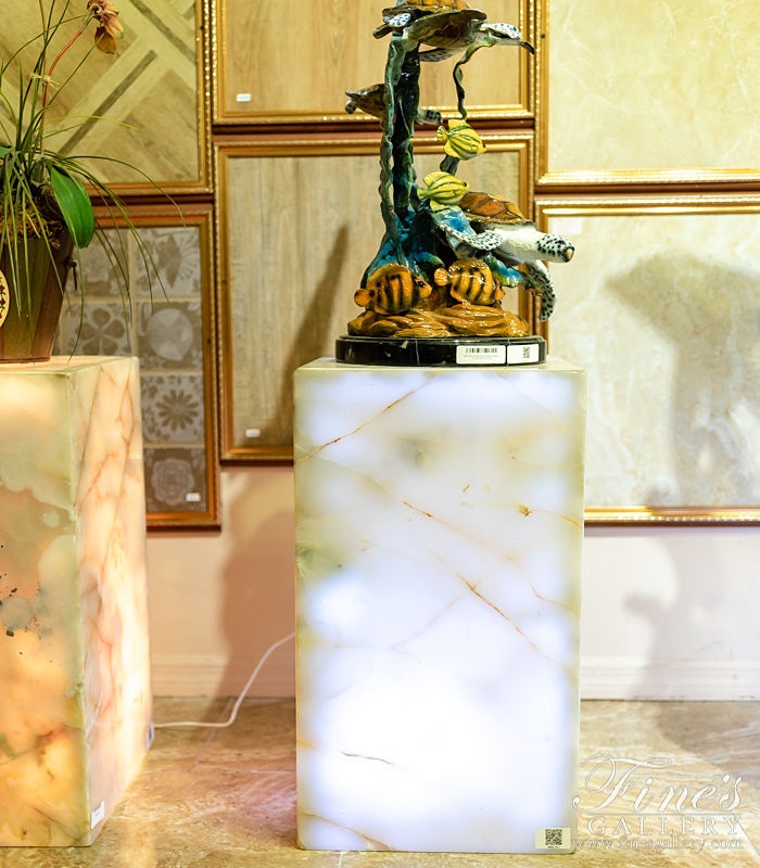 Marble Bases  - Translucent White Onyx Pedestal - MBS-207