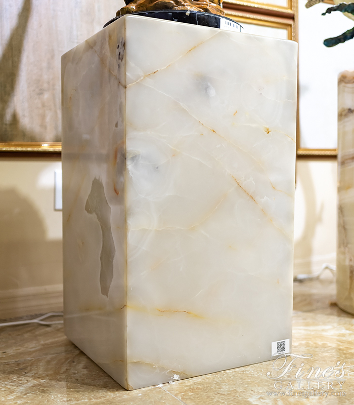 Marble Bases  - Translucent White Onyx Pedestal - MBS-207