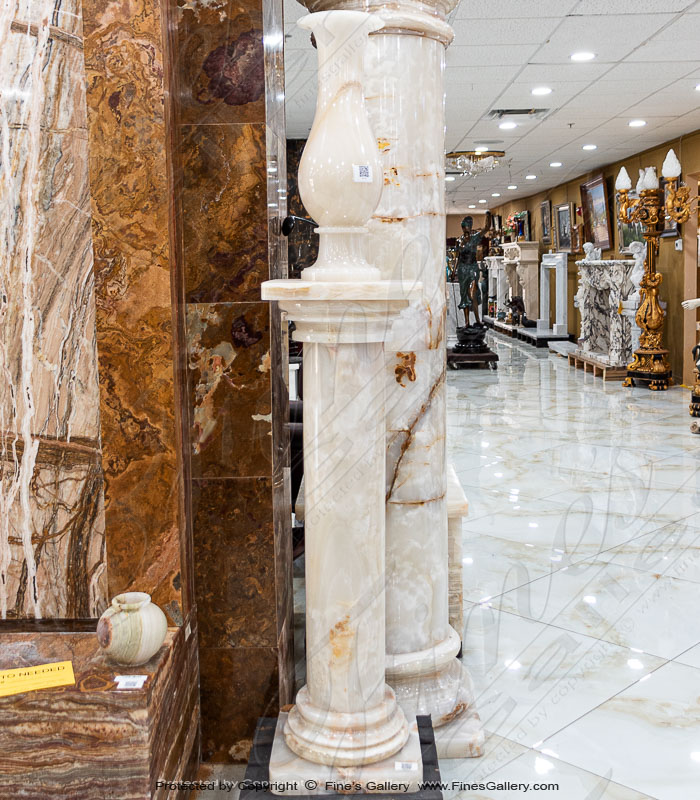 Marble Bases  - White Onyx Pedestal - MBS-215