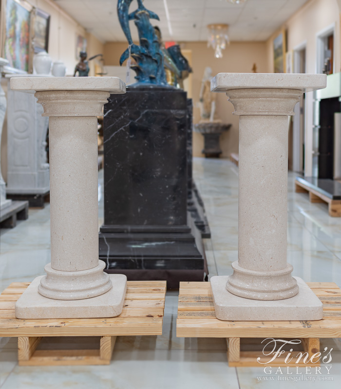 Marble Bases  - Classic Cream Marble Pedestals - MBS-259