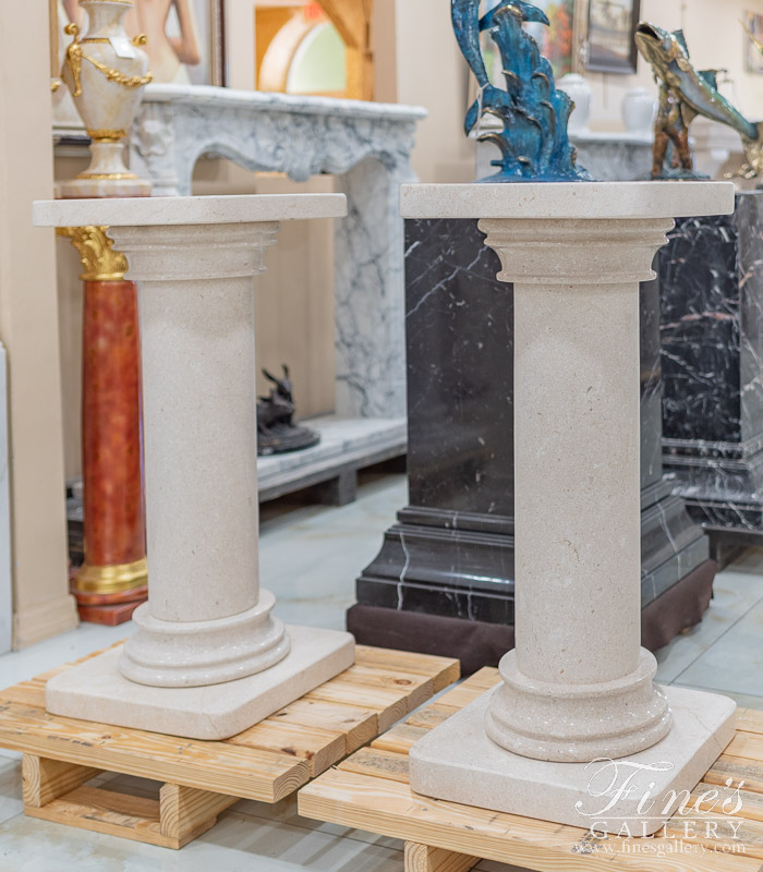 Marble Bases  - Classic Cream Marble Pedestals - MBS-259