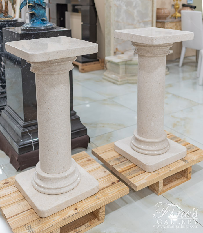 Marble Bases  - Classic Cream Marble Pedestals - MBS-259