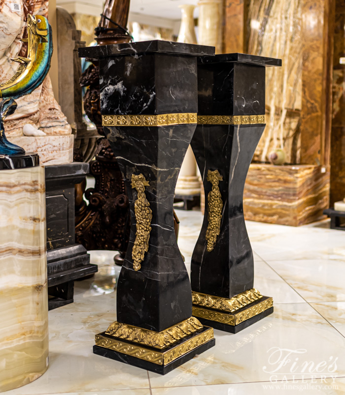 Marble Bases  - Marble Brass Pedestal - PAIR - MBS-272