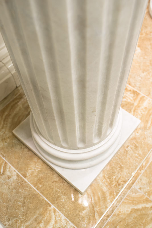 Marble Bases  - Fluted White Marble Pedestal - MBS-275