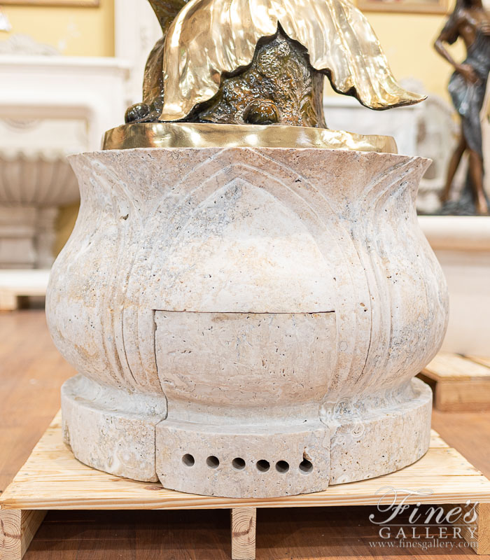 Marble Accessories  - Lotus Shaped Light Travertine Fountain Base - MBS-290