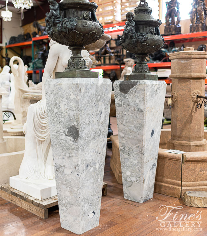 Marble Bases  - Arabascato Marble Pedestal Pair - MBS-294