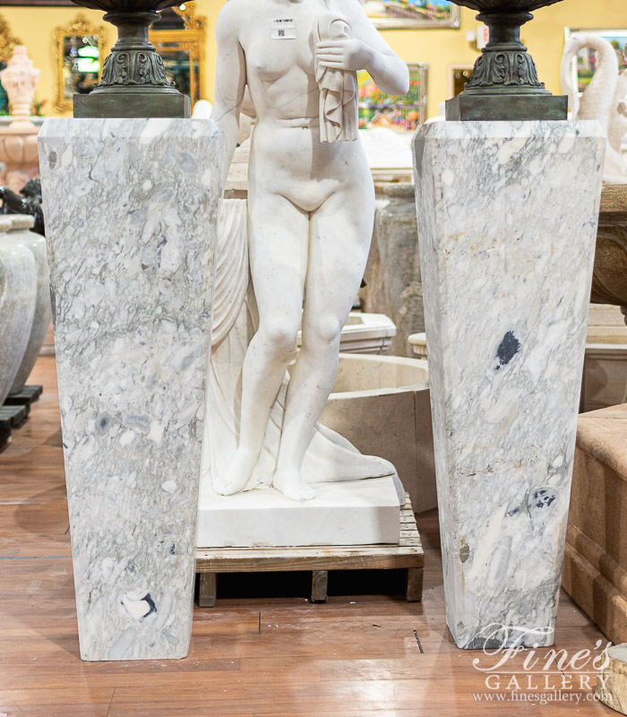 Marble Bases  - Arabascato Marble Pedestal Pair - MBS-294