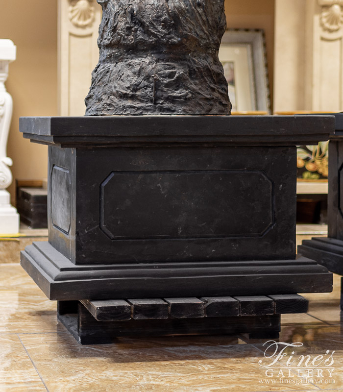 Marble Bases  - Rectangular Pedestal In Empador Black Marble - MBS-307