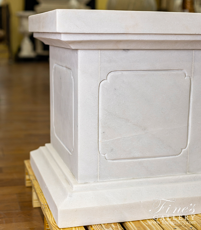 Marble Bases  - Rectangular Pedestal In Statuary White Marble - MBS-328