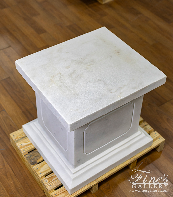 Marble Bases  - Rectangular Pedestal In Statuary White Marble - MBS-328