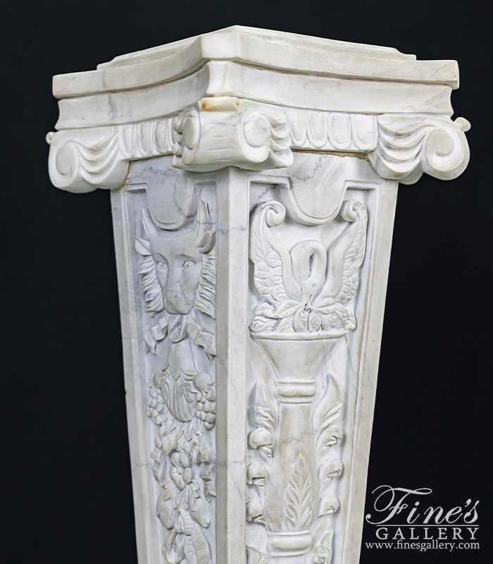 Marble Bases  - 19th Century Style Pedestals In Hand Carved Marble - MBS-330