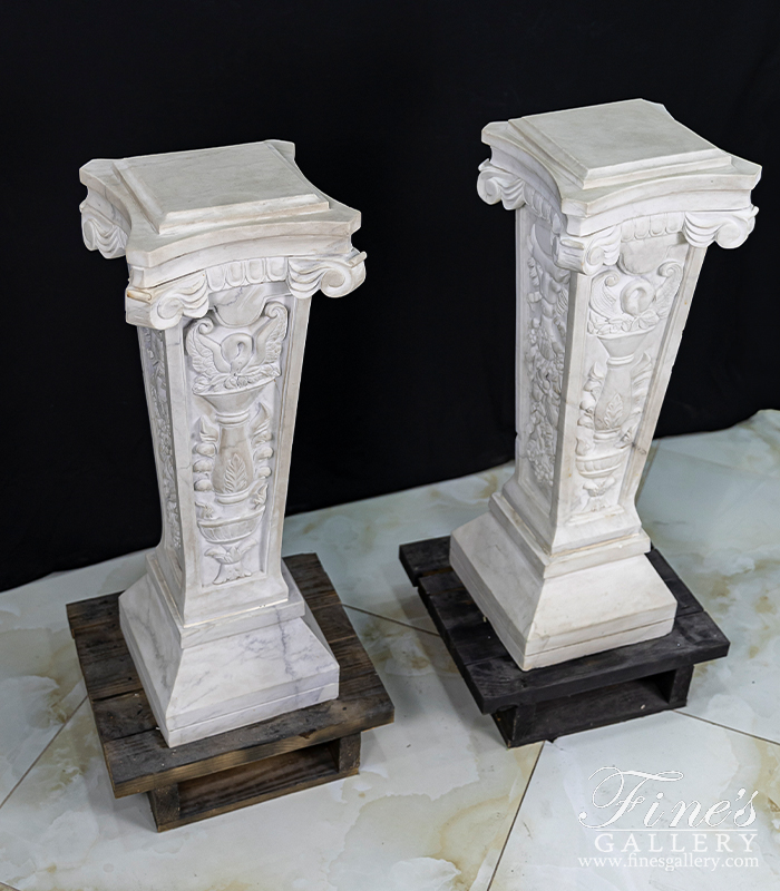 Marble Bases  - 19th Century Style Pedestals In Hand Carved Marble - MBS-330