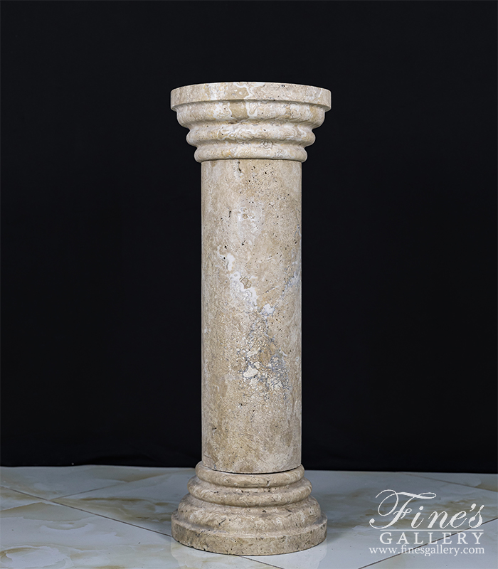 Marble Bases  - 3 Ft Tall Pedestal In Classic Light Travertine - MBS-333