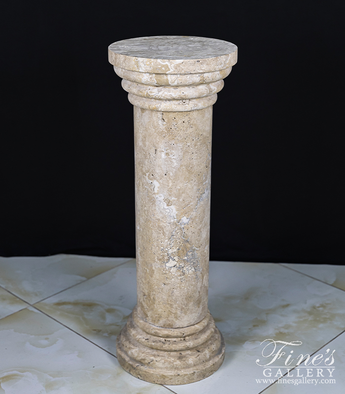 Marble Bases  - 3 Ft Tall Pedestal In Classic Light Travertine - MBS-333