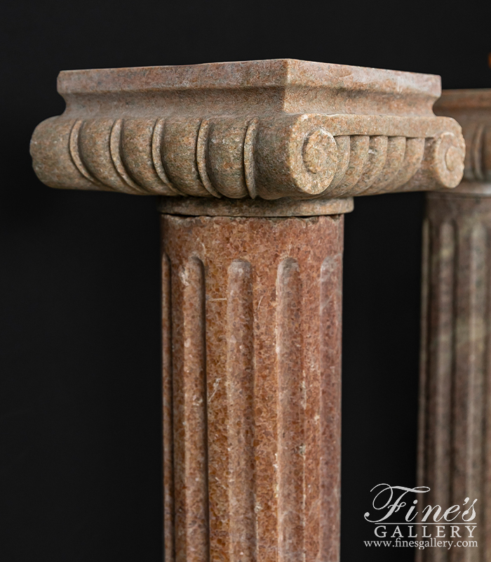 Marble Bases  - 3 Ft Tall Pedestal Pair In Red Granite - MBS-334