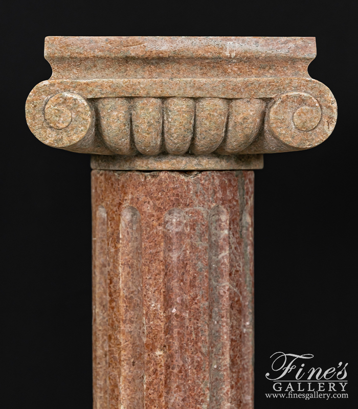 Marble Bases  - 3 Ft Tall Pedestal Pair In Red Granite - MBS-334