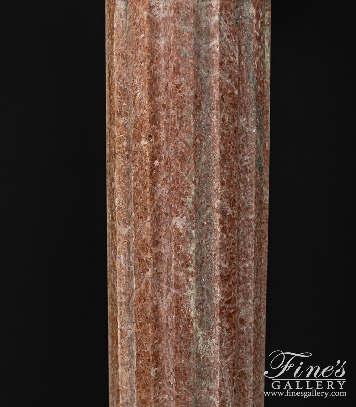 Marble Bases  - 3 Ft Tall Pedestal Pair In Red Granite - MBS-334