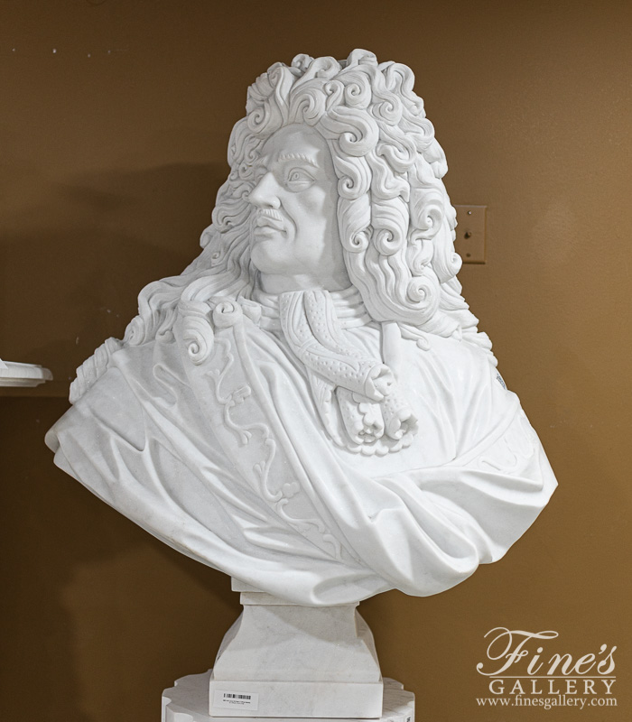 Marble Statues  - White Marble Bust Of Louis XIV - MBT-424