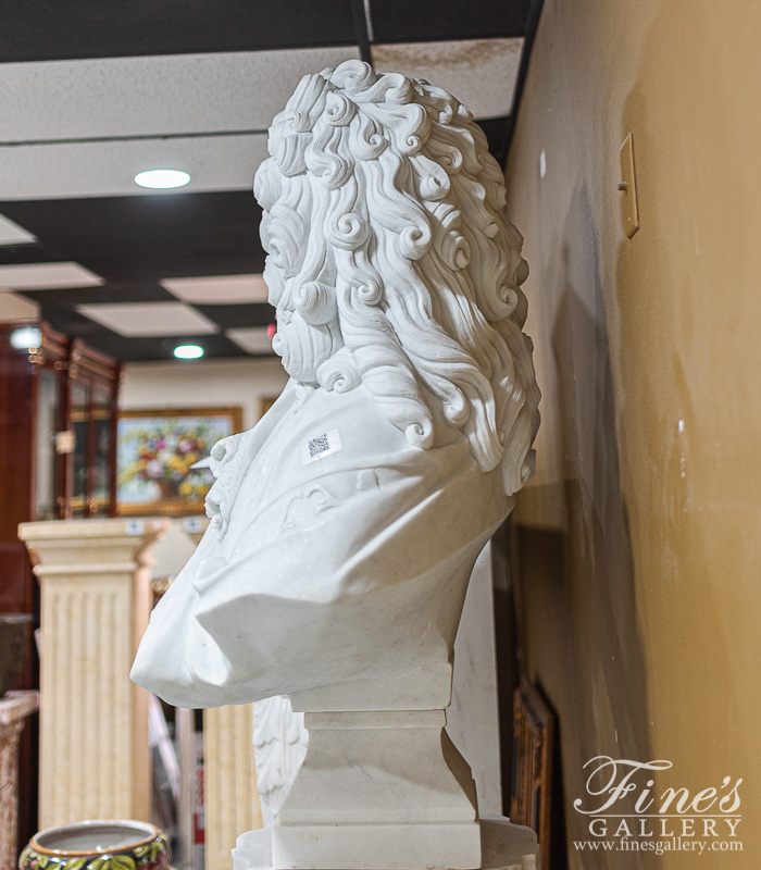 Marble Statues  - White Marble Bust Of Louis XIV - MBT-424