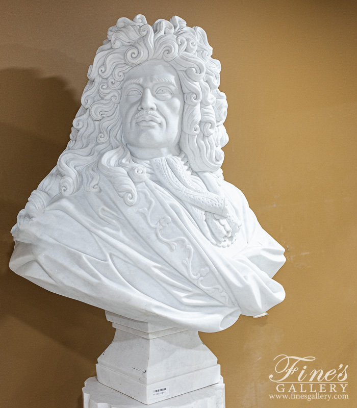 Marble Statues  - White Marble Bust Of Louis XIV - MBT-424