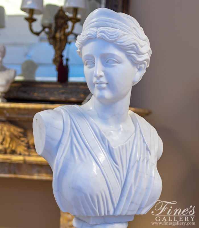 Marble Statues  - Diana Marble Bust Statue In White Marble - MBT-455