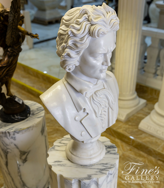 Marble Statues  - White Marble Bust Of Beethoven - MBT-456