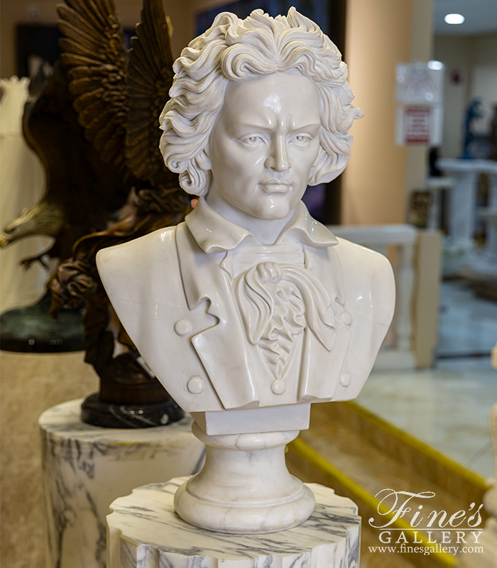 Marble Statues  - White Marble Bust Of Beethoven - MBT-456