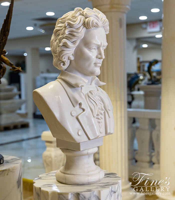 Marble Statues  - White Marble Bust Of Beethoven - MBT-456