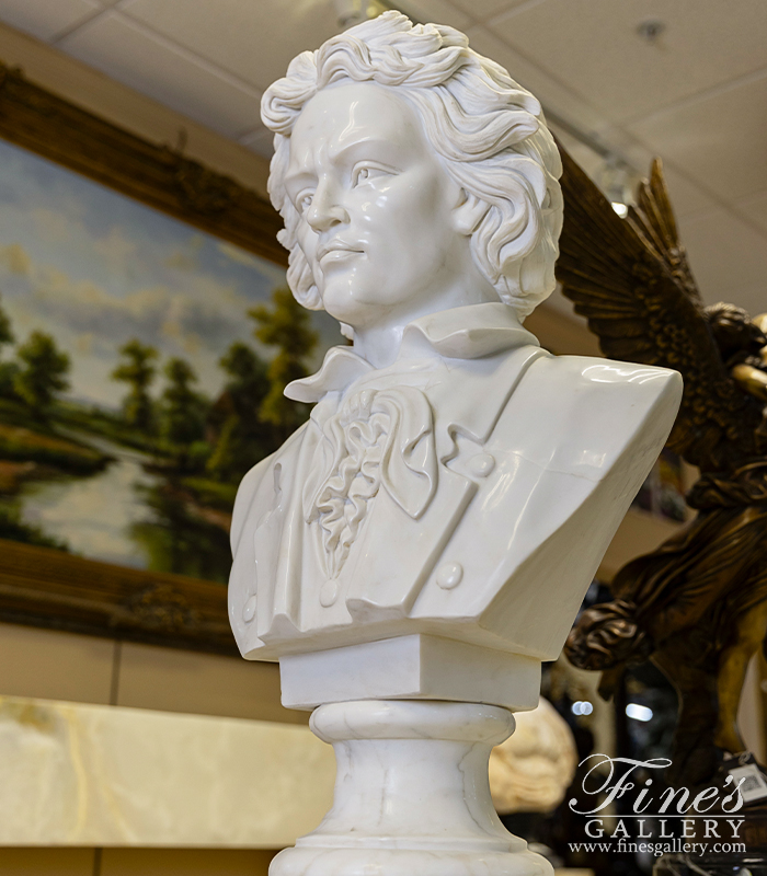 Marble Statues  - White Marble Bust Of Beethoven - MBT-456