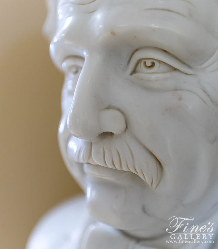 Marble Statues  - Bust Of Albert Einstein In Pure White Marble - MBT-458