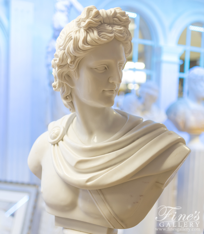 Marble Statues  - Bust Of Apollo In Pure White Marble - MBT-459