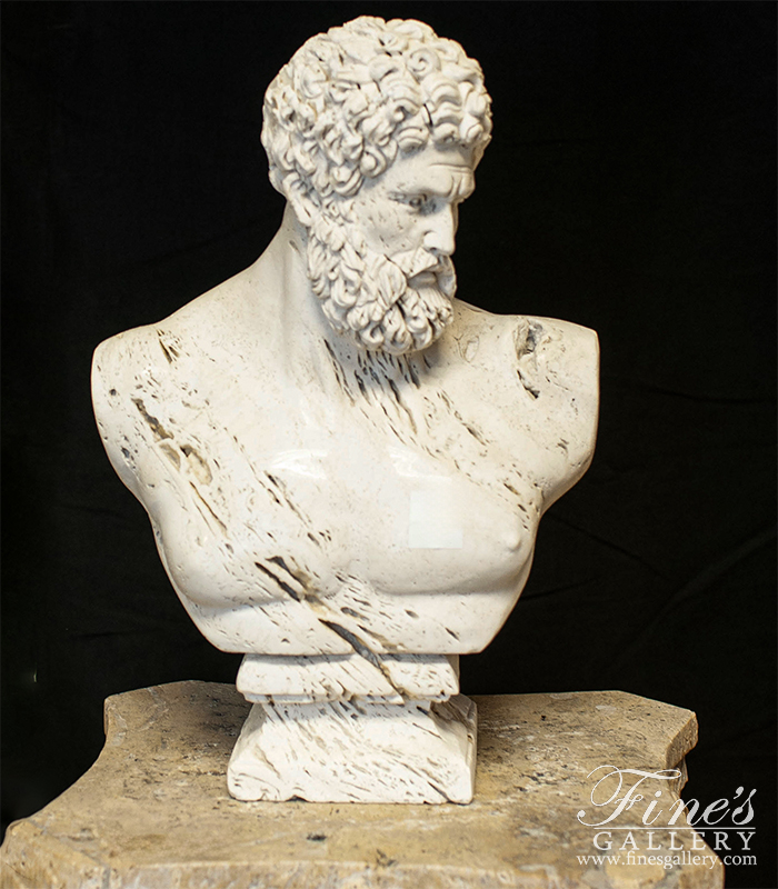 Marble Statues  - Italian Marble Hercules Bust - MBT-462