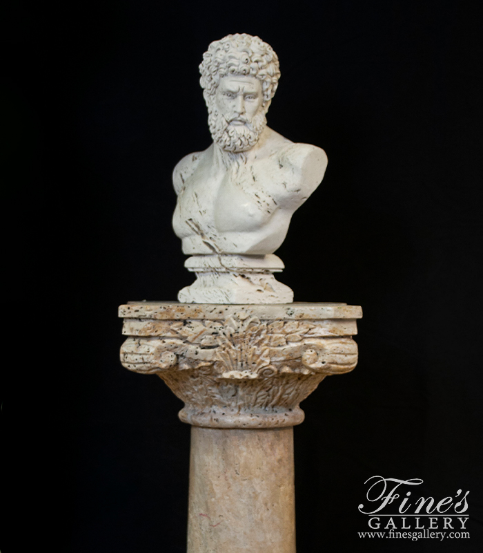 Marble Statues  - Italian Marble Hercules Bust - MBT-462