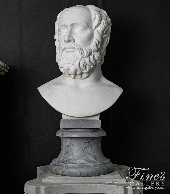 Marble Statues  - Bust Of Plato In Statuary White Marble - MBT-475