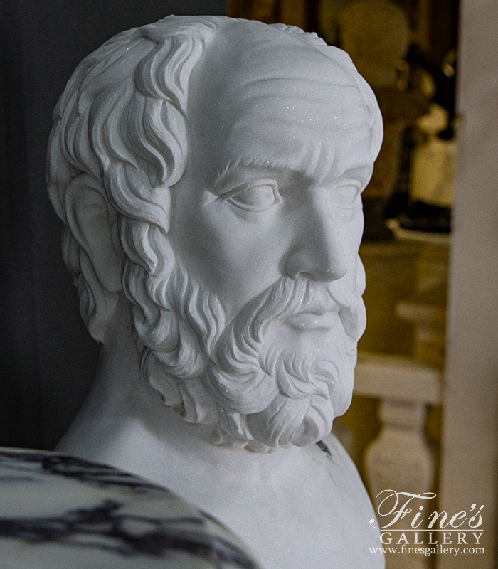 Marble Statues  - Bust Of Plato In Statuary White Marble - MBT-475