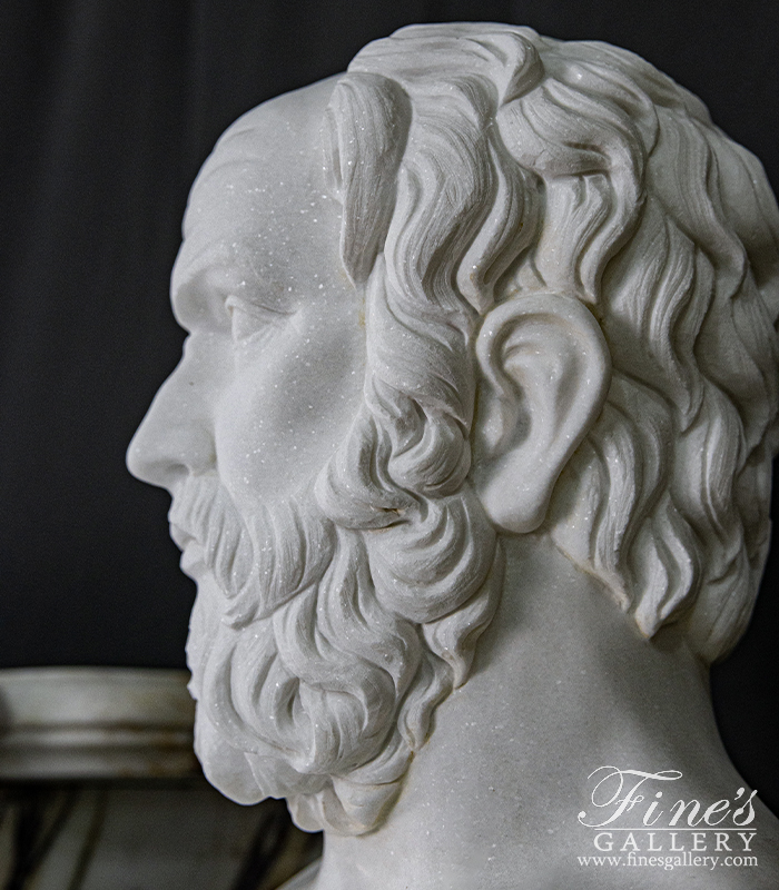 Marble Statues  - Bust Of Plato In Statuary White Marble - MBT-475