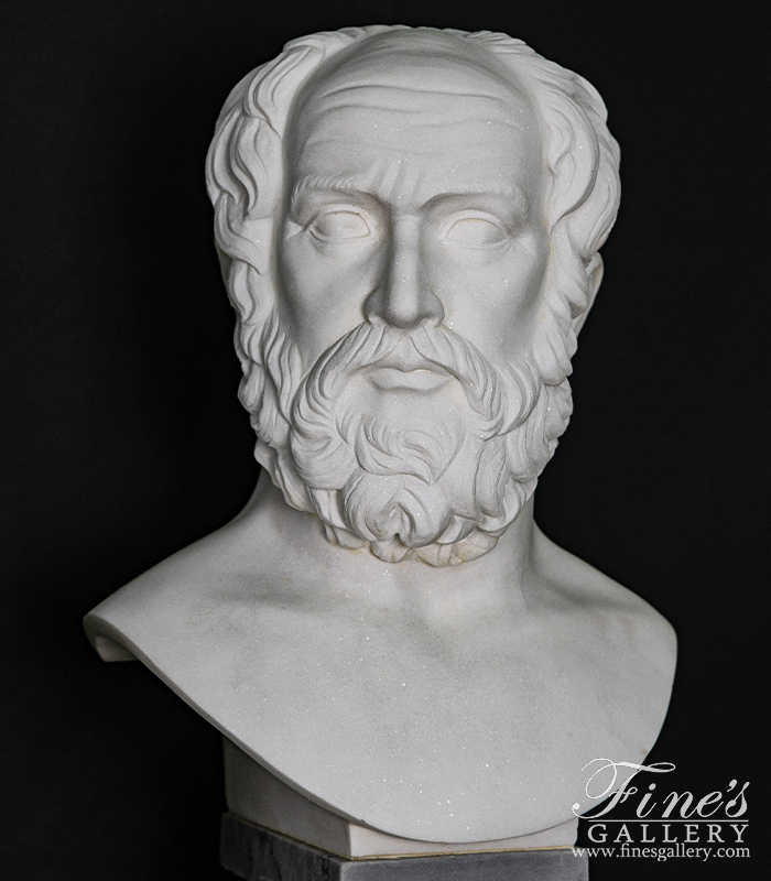 Marble Statues  - Bust Of Plato In Statuary White Marble - MBT-475